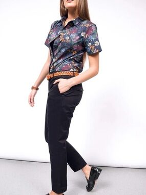 Wildfang Essential Trouser Women's 10 Black Stretch Tapered Ankle Pants NWT